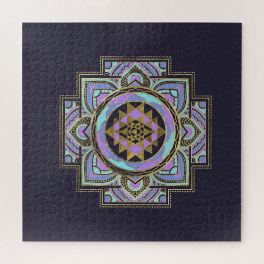 Golden Sri Yantra / Sri Chakra in Pastelllotus Puzzle (Horizontal)