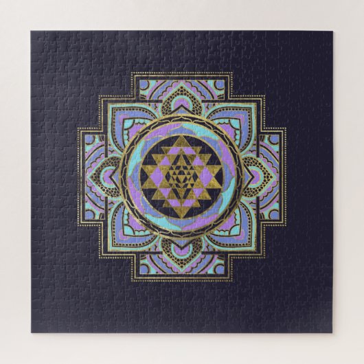 Golden Sri Yantra / Sri Chakra in Pastelllotus Puzzle (Vertikal)
