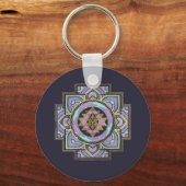 Golden Sri Yantra / Sri Chakra in Pastelllotus Schlüsselanhänger (Vorderseite)