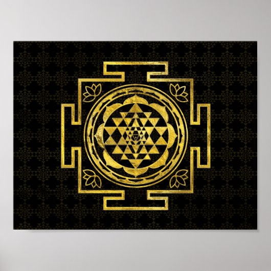Golden Sri Yantra / Sri Chakra Poster (Vorne)