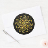 Golden Sri Yantra / Sri Chakra Runder Aufkleber (Umschlag)