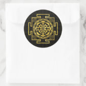 Golden Sri Yantra / Sri Chakra Runder Aufkleber (Tasche)