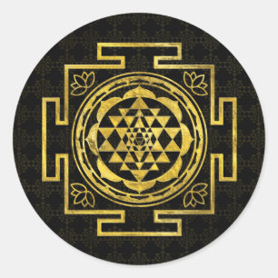 Golden Sri Yantra / Sri Chakra Runder Aufkleber
