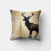 Golden Stag in the Winterlight Forest Kissen (Vorderseite)