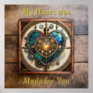Golden Stained Glass Heart Steampunk-Serie Poster