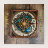 Golden Stained Glass Heart Steampunk-Serie Puzzle (Horizontal)