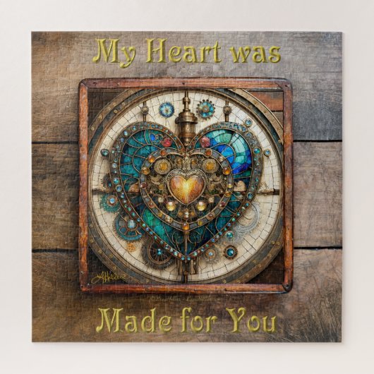 Golden Stained Glass Heart Steampunk-Serie Puzzle (Vertikal)