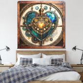 Golden Stained Glass Heart Steampunk Series Leinwanddruck (Insitu (Schlafzimmer))