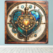 Golden Stained Glass Heart Steampunk Series Leinwanddruck (Insitu (Holzboden))