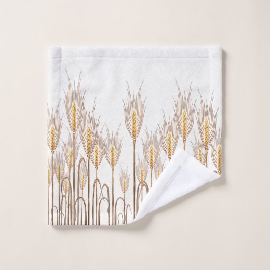 Golden Stalks von Weizen Elegantes Bauernhaus Badhandtuch Set (Waschlappen)