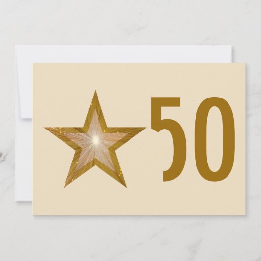 Golden Star "50" Einladung Creme (Vorderseite)