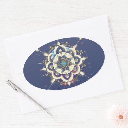 Golden Star Alignment – A Sacred Geometry Universe Ovaler Aufkleber (Umschlag)