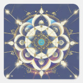 Golden Star Alignment – A Sacred Geometry Universe Quadratischer Aufkleber (Vorderseite)