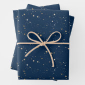 Golden Star auf Blauem Nachtmuster Geschenkpapier Set (Beispiel)