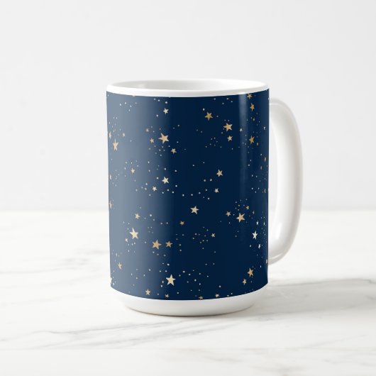 Golden Star auf Blauem Nachtmuster Kaffeetasse (VorderseiteRechts)