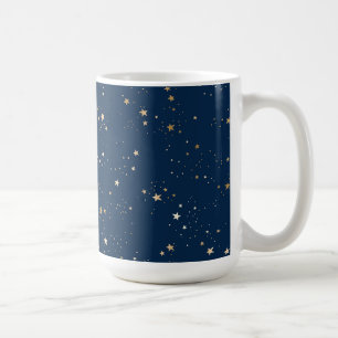 Golden Star auf Blauem Nachtmuster Kaffeetasse