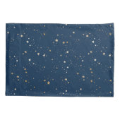 Golden Star auf Blauem Nachtmuster Kissenbezug (Rückseite-Links)