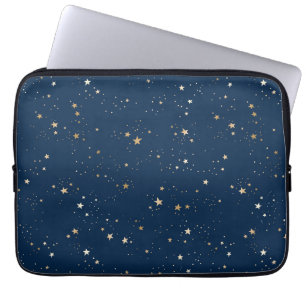 Golden Star auf Blauem Nachtmuster Laptopschutzhülle