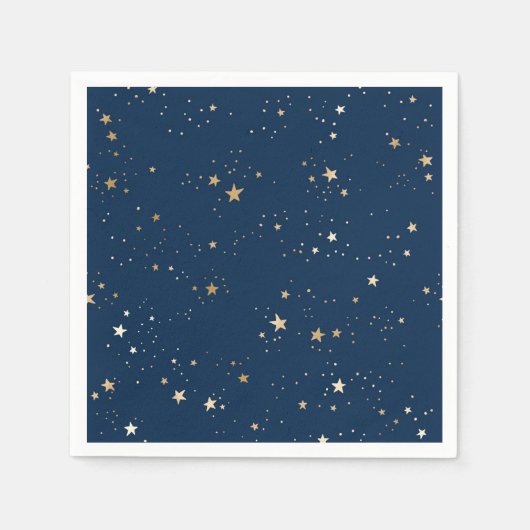 Golden Star auf Blauem Nachtmuster Serviette (Vorderseite)