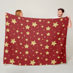 Golden Star auf Red Background Fleece Blanket