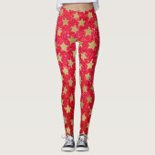 Golden Star Pattern, Weihnachten, Glitzer Leggings (Vorderseite)