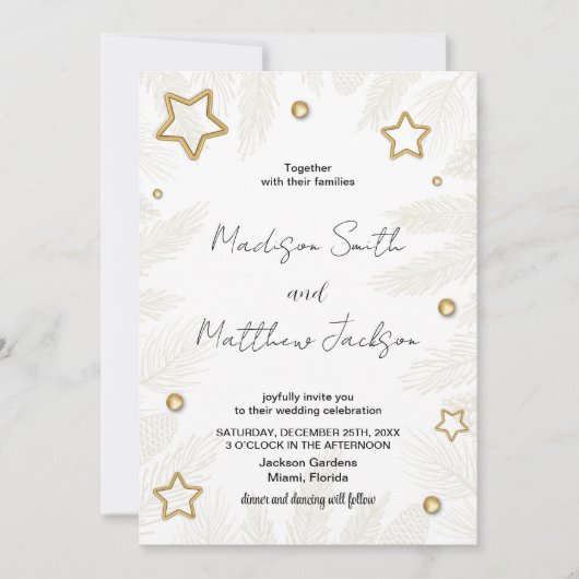 Golden Star Pine Hochzeit Einladungen (Vorderseite)