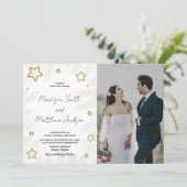 Golden Star Pine Hochzeit Einladungen mit Foto (Stehend Vorderseite)
