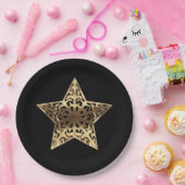 Golden Star Schwarz und Gold Festival Pappteller (Party)