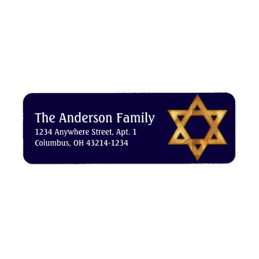 Golden Star von David Hanukkah Address Labels d1 (Vorne)