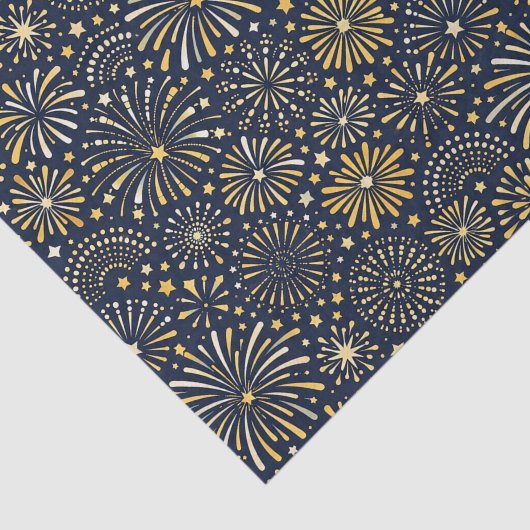 Golden Starburst Fireworks Pattern Seidenpapier (Ausschnitt)