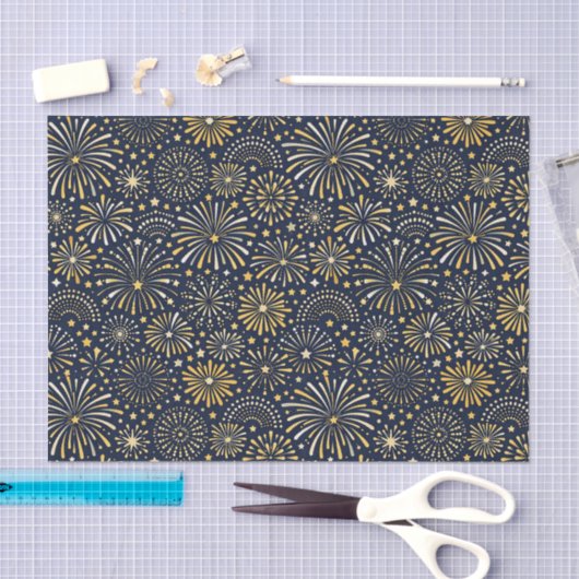 Golden Starburst Fireworks Pattern Seidenpapier (Handwerk)