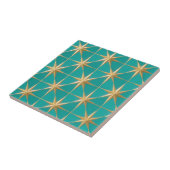 Golden Starburst Geometric Teal Midcentury Fliese (Seite)