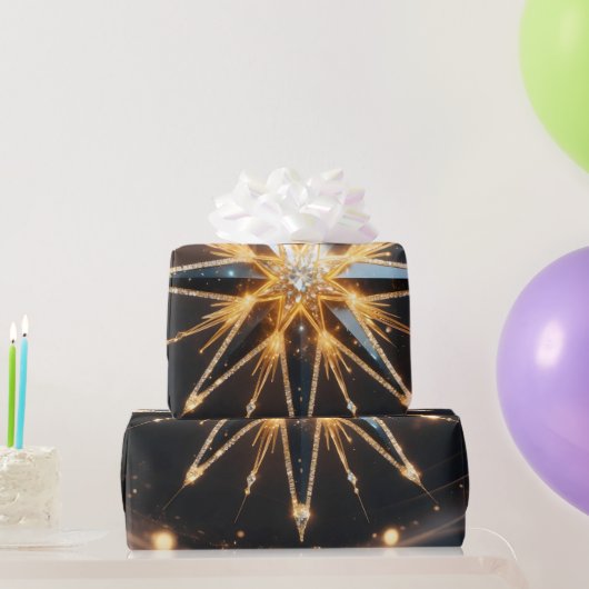 Golden Starburst Glow Holiday Gift Wrap Geschenkpapier (Partygeschenke)