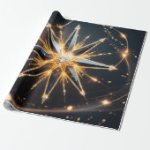 Golden Starburst Glow Holiday Gift Wrap Geschenkpapier (Ungerollt)