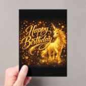 Golden Stardust Birthday — Fantasy Unicorn Acryleinladungen (Insitu (Handheld))