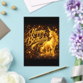 Golden Stardust Birthday — Fantasy Unicorn Acryleinladungen (In Situ (Hochzeit))