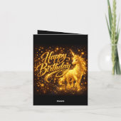 Golden Stardust Birthday — Fantasy Unicorn  Einladung (Rückseite)