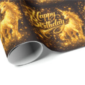 Golden Stardust Birthday — Fantasy Unicorn Geschenkpapier (Rolleneckpunkt)