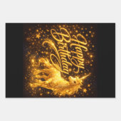 Golden Stardust Birthday — Fantasy Unicorn Geschenkpapier Set (Vorderseite 2)