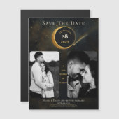 Golden Stardust Eclipse Celestial Save the Date Magnetkarte (Vorne/Hinten)