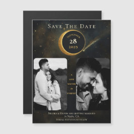 Golden Stardust Eclipse Celestial Save the Date Magnetkarte