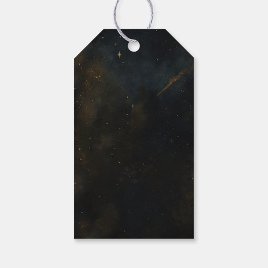 Golden Stardust Eclipse Celestial Wedding Geschenkanhänger (Rückseite)