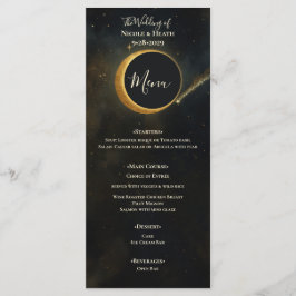 Golden Stardust Eclipse Celestial Wedding Menükarte