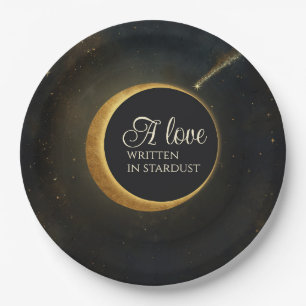 Golden Stardust Eclipse Celestial Wedding Pappteller