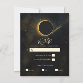 Golden Stardust Eclipse Celestial Wedding RSVP Einladung