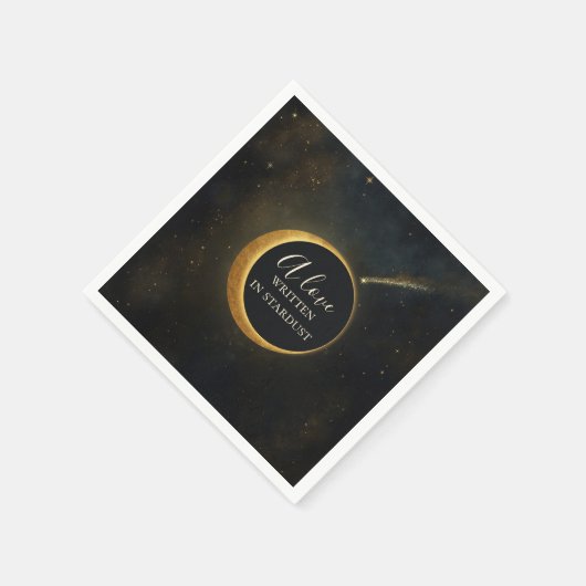 Golden Stardust Eclipse Celestial Wedding Serviette (Ecke)