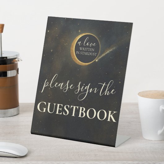 Golden Stardust Eclipse Celestial Wedding Sign Sockelschild (In SItu)