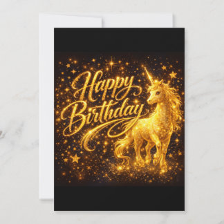 Golden Stardust Geburtstag — Fantasy Einhorn Einladung