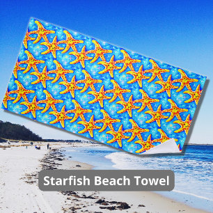 Golden Starfish auf Blue Strandtuch