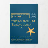 Golden Starfish, Beauty Salon Tri-Fold Flyer Dreifach Gefaltete Einladung (Cover)